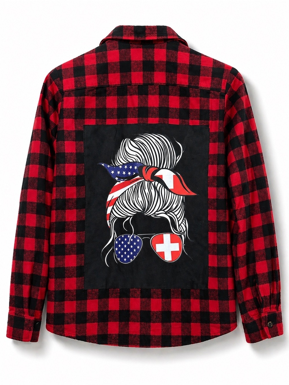 The Vermont Flannel Co Custom Red Black Buffalo Plaid Button Up Shirt USA M
